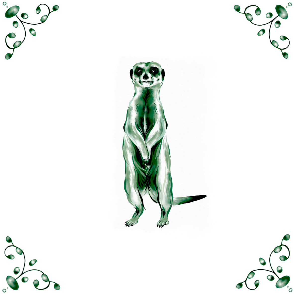 Delft Blue Ceramic Tile- Meerkat︱Bathroom Tile, Splashback, Kitchen Tiles, Modern Dutch Style