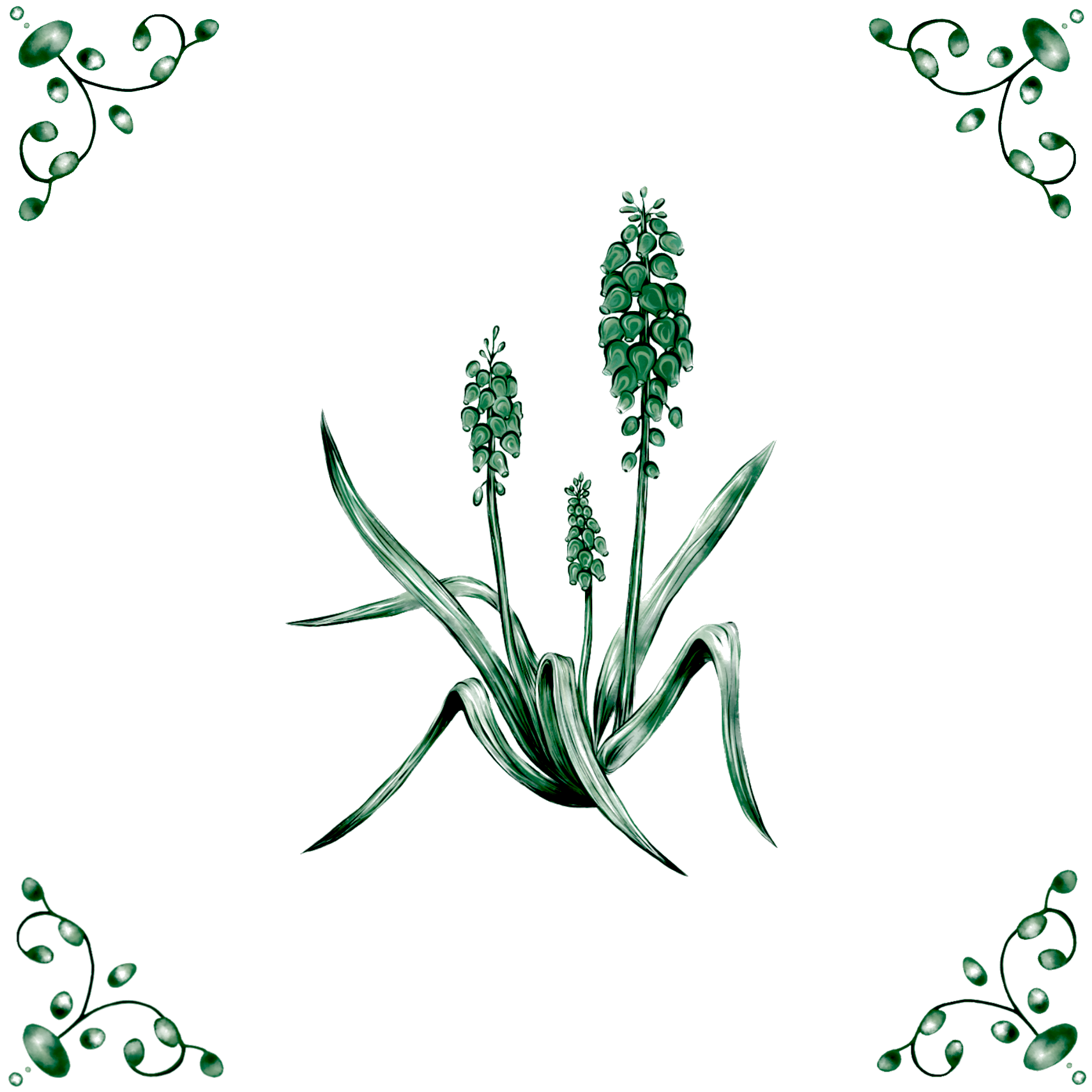 Delft Blue Ceramic Tile- Muscari︱Bathroom Tile, Splashback, Kitchen Tiles, Modern Dutch Style