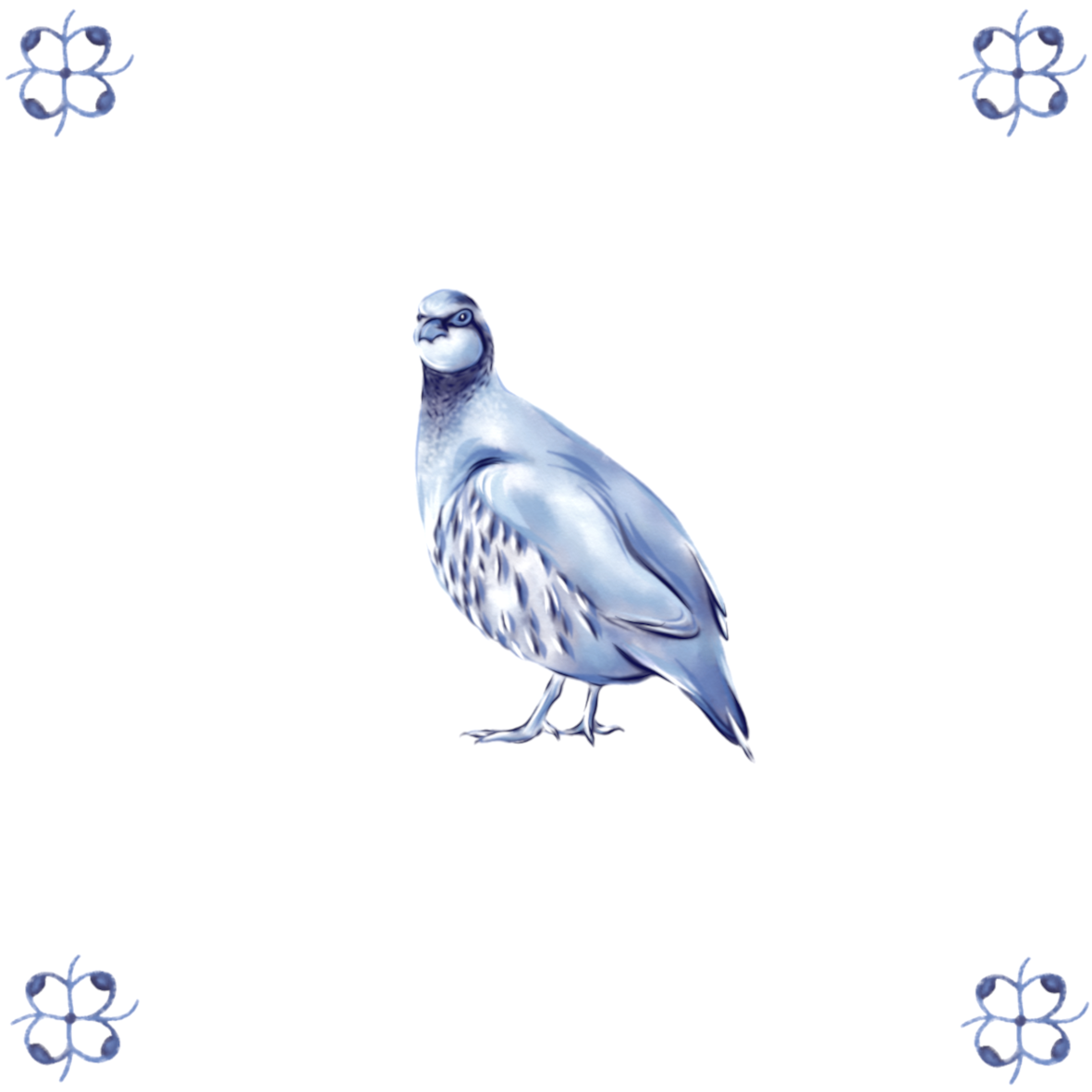 Delft Blue Ceramic Tile- Partridge︱Bathroom Tile, Splashback, Kitchen Tiles, Modern Dutch Style