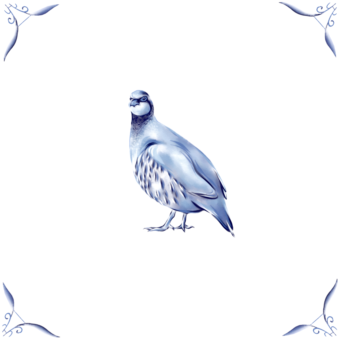 Delft Blue Ceramic Tile- Partridge︱Bathroom Tile, Splashback, Kitchen Tiles, Modern Dutch Style