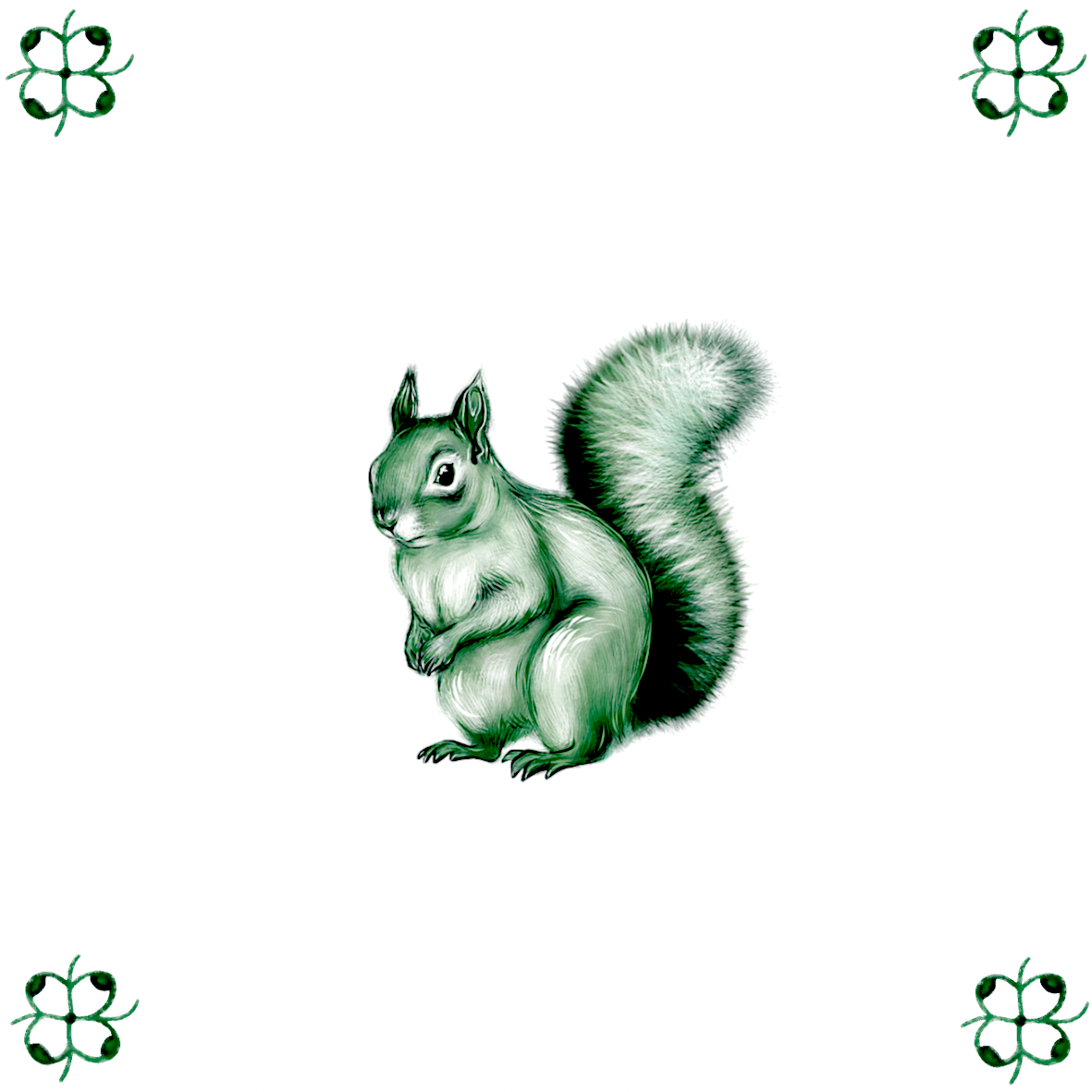 Delft Blue Ceramic Tile- Squirrel︱Bathroom Tile, Splashback, Kitchen Tiles, Modern Dutch Style
