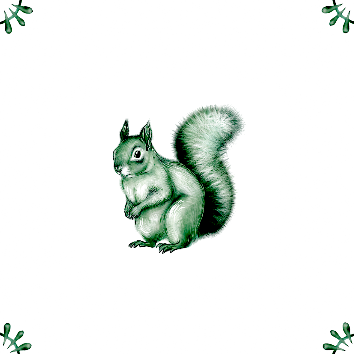 Delft Blue Ceramic Tile- Squirrel︱Bathroom Tile, Splashback, Kitchen Tiles, Modern Dutch Style