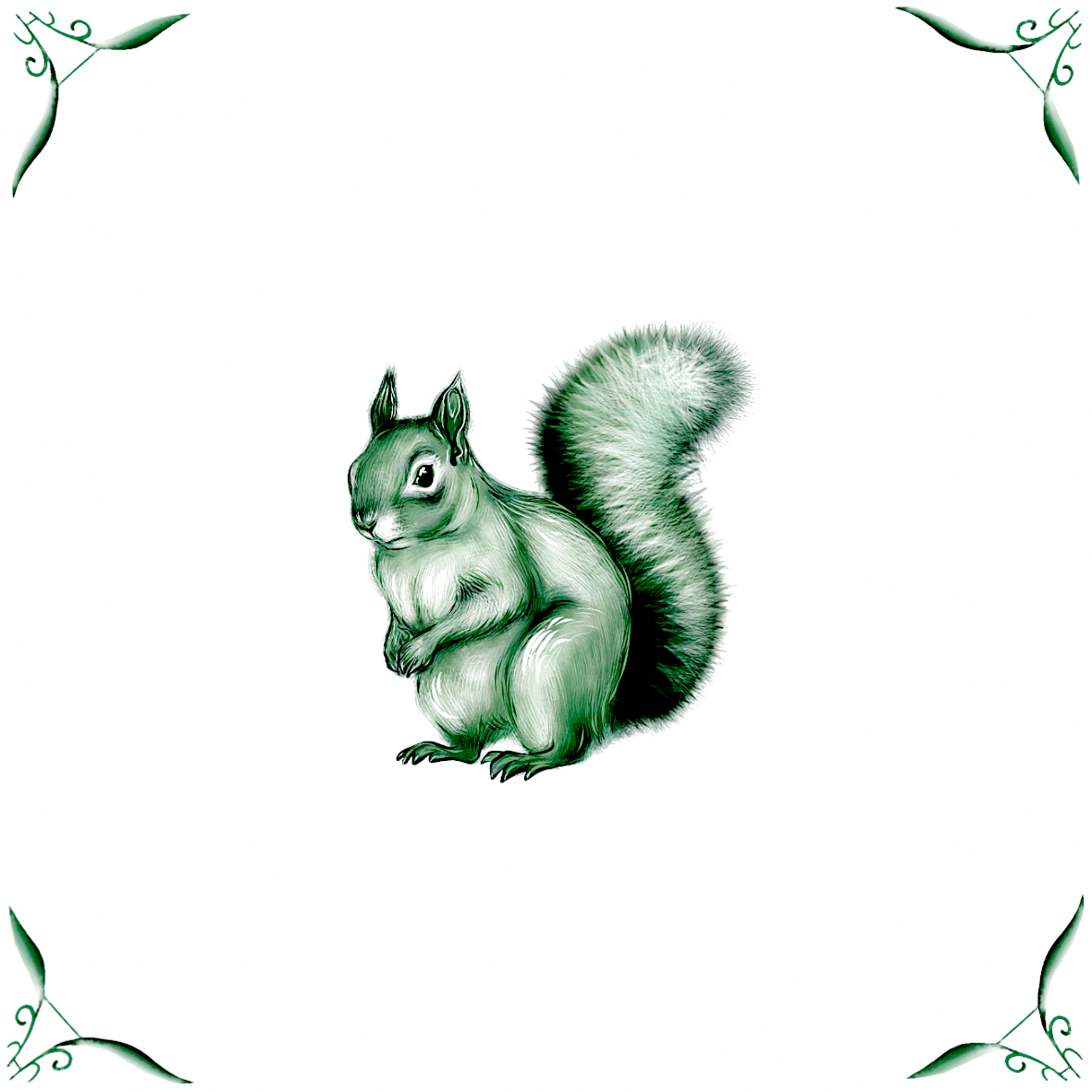 Delft Blue Ceramic Tile- Squirrel︱Bathroom Tile, Splashback, Kitchen Tiles, Modern Dutch Style