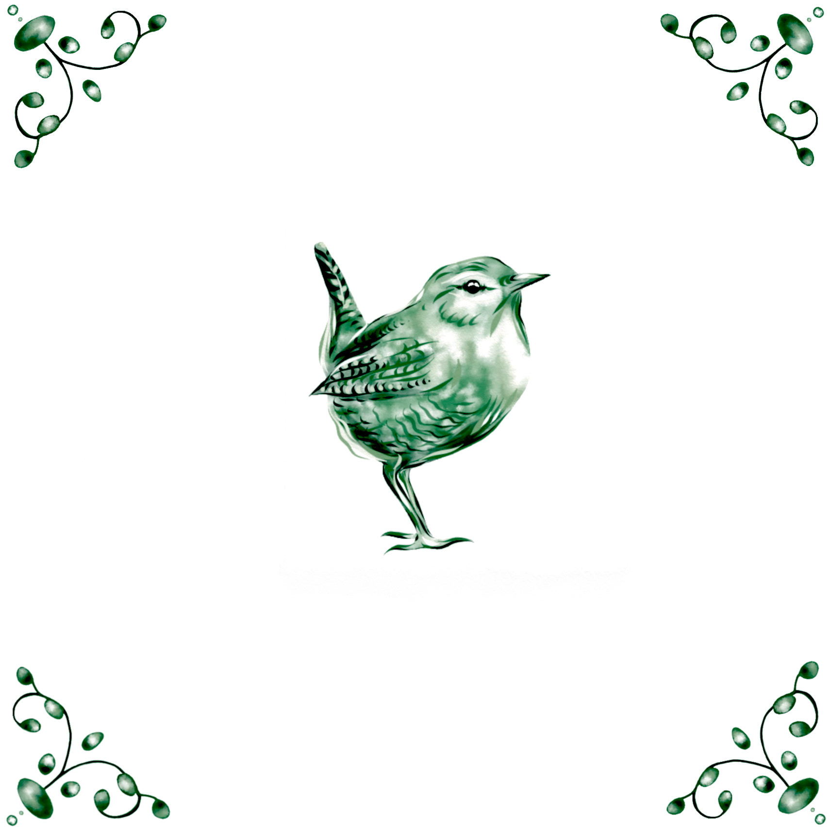 Delft Blue Ceramic Tile- Wren︱Bathroom Tile, Splashback, Kitchen Tiles, Modern Dutch Style