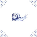 Delft Blue Ceramic Tile- Snail︱Bathroom Tile, Splashback, Kitchen Tiles, Modern Dutch Style