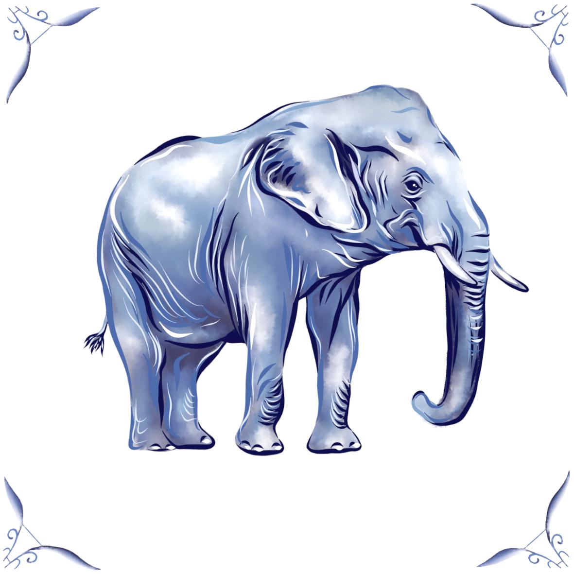 Delft Blue Ceramic Tile- Asian Elephant︱Bathroom Tile, Splashback, Kitchen Tiles, Modern Dutch Style