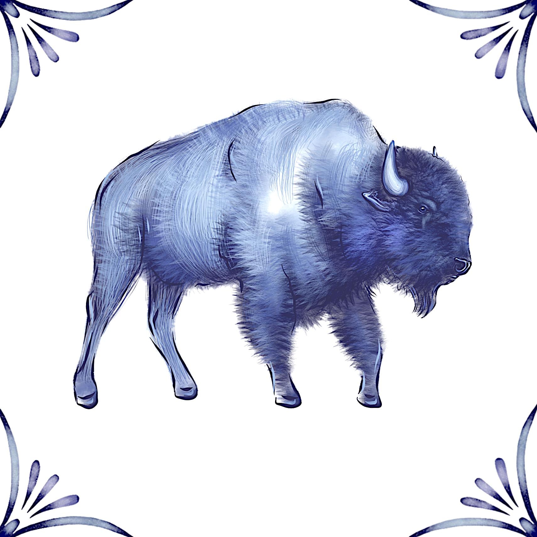 Delft Blue Ceramic Tile- Bison︱Bathroom Tile, Splashback, Kitchen Tiles, Modern Dutch Style