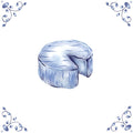 Delft Blue Ceramic Tile- Cheese Wheel︱Bathroom Tile, Splashback, Kitchen Tiles, Modern Dutch Style