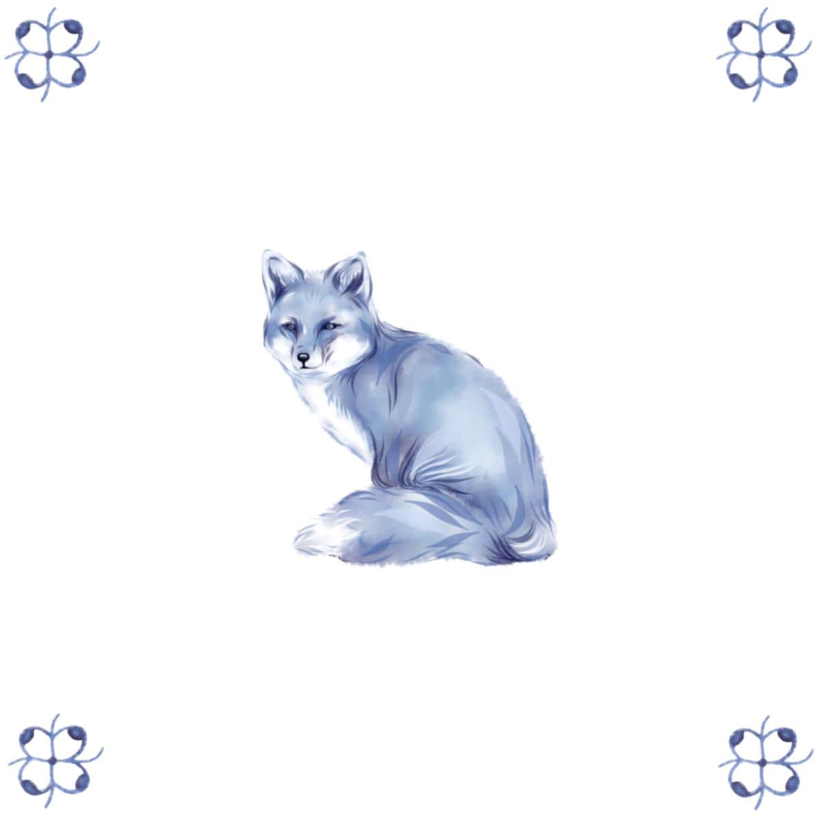 Delft Blue Ceramic Tile- Fox︱Bathroom Tile, Splashback, Kitchen Tiles, Modern Dutch Style