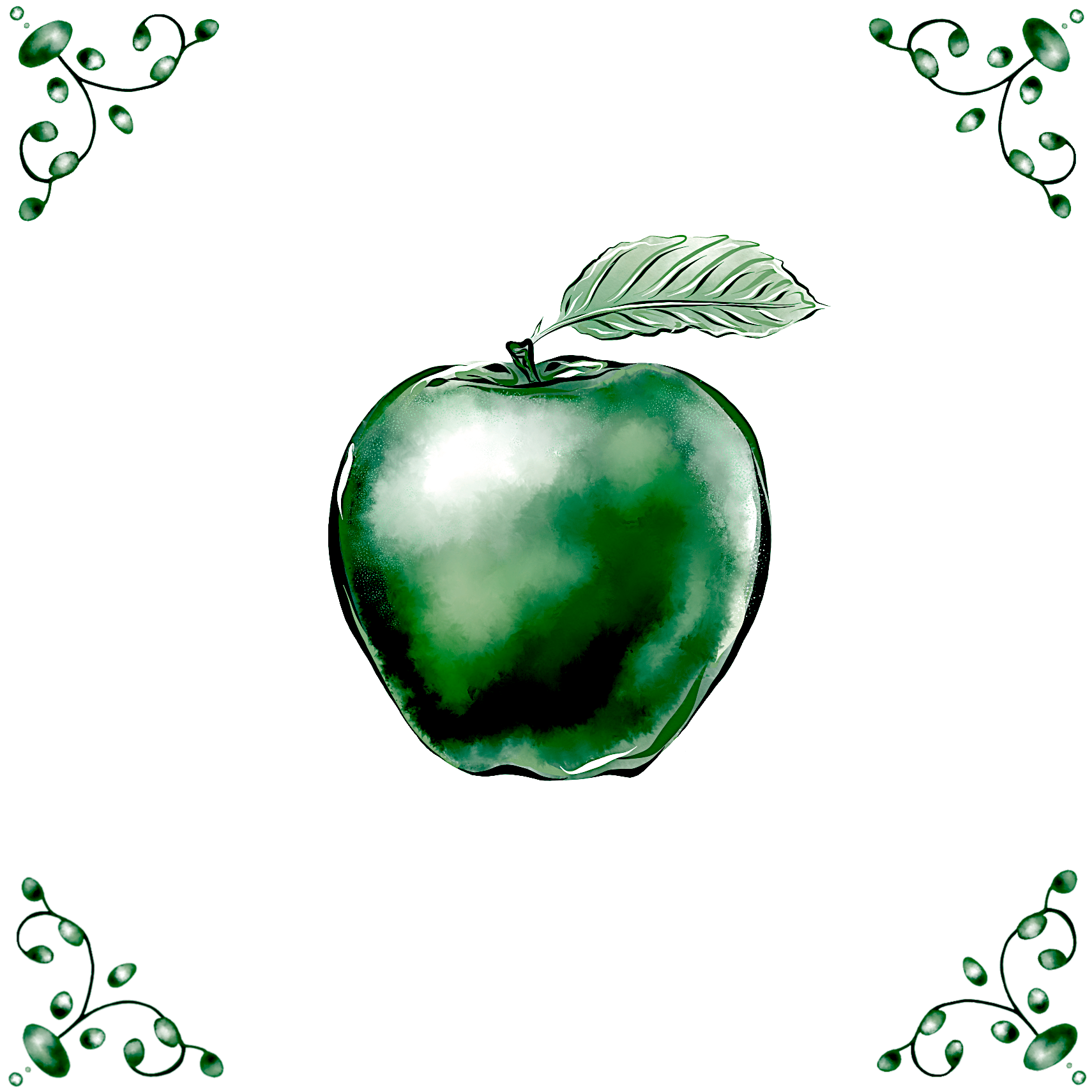 Delft Blue Ceramic Tile- Apple︱Bathroom Tile, Splashback, Kitchen Tiles, Modern Dutch Style