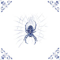 Delft Blue Ceramic Tile- Garden Spider︱Bathroom Tile, Splashback, Kitchen Tiles, Modern Dutch Style