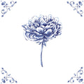 Delft Blue Ceramic Tile- Peony︱Bathroom Tile, Splashback, Kitchen Tiles, Modern Dutch Style