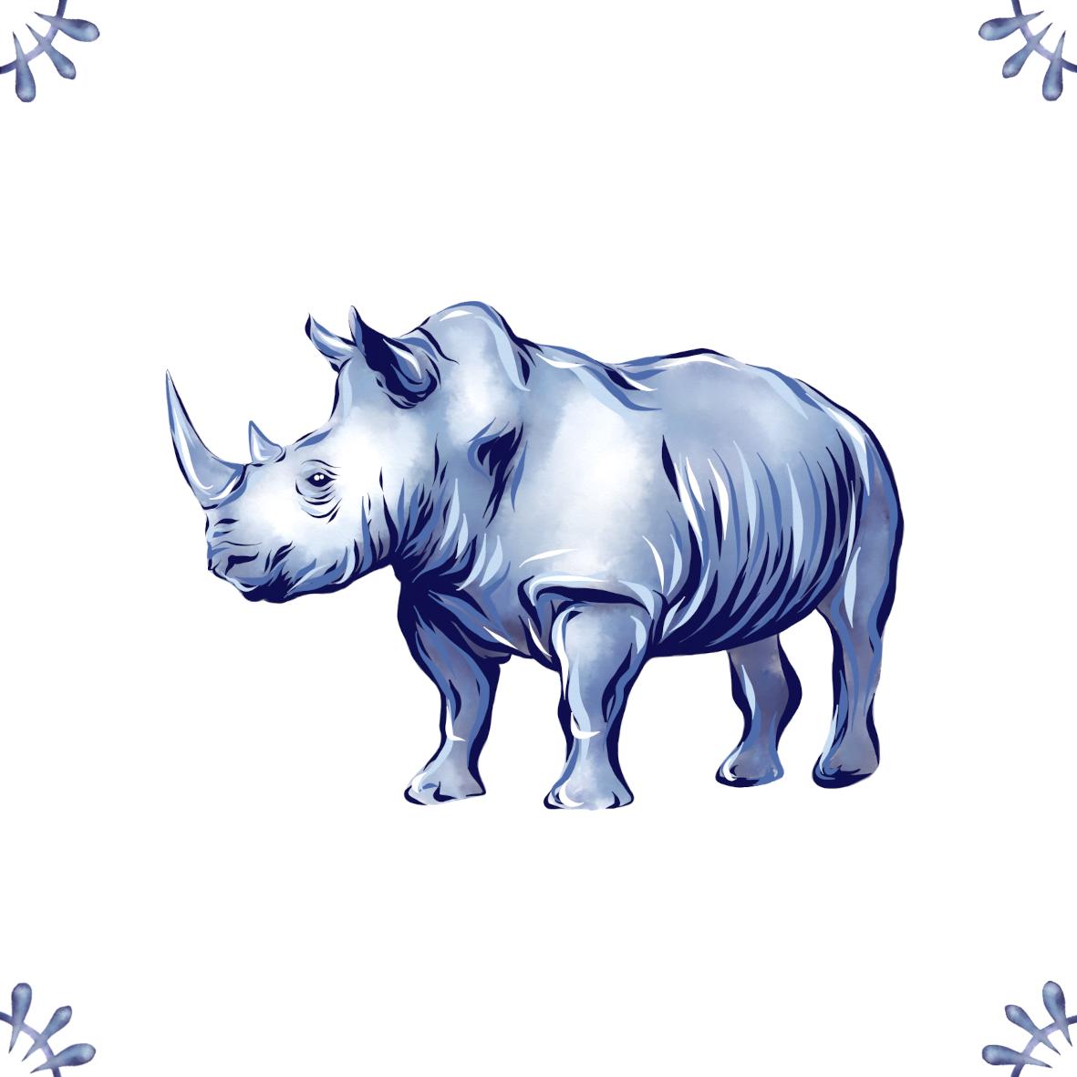 Delft Blue Ceramic Tile- Rhino︱Bathroom Tile, Splashback, Kitchen Tiles, Modern Dutch Style