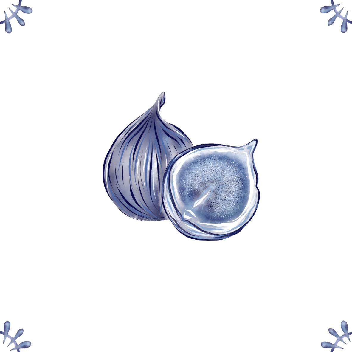 Delft Blue Ceramic Tile- Fig︱Bathroom Tile, Splashback, Kitchen Tiles, Modern Dutch Style