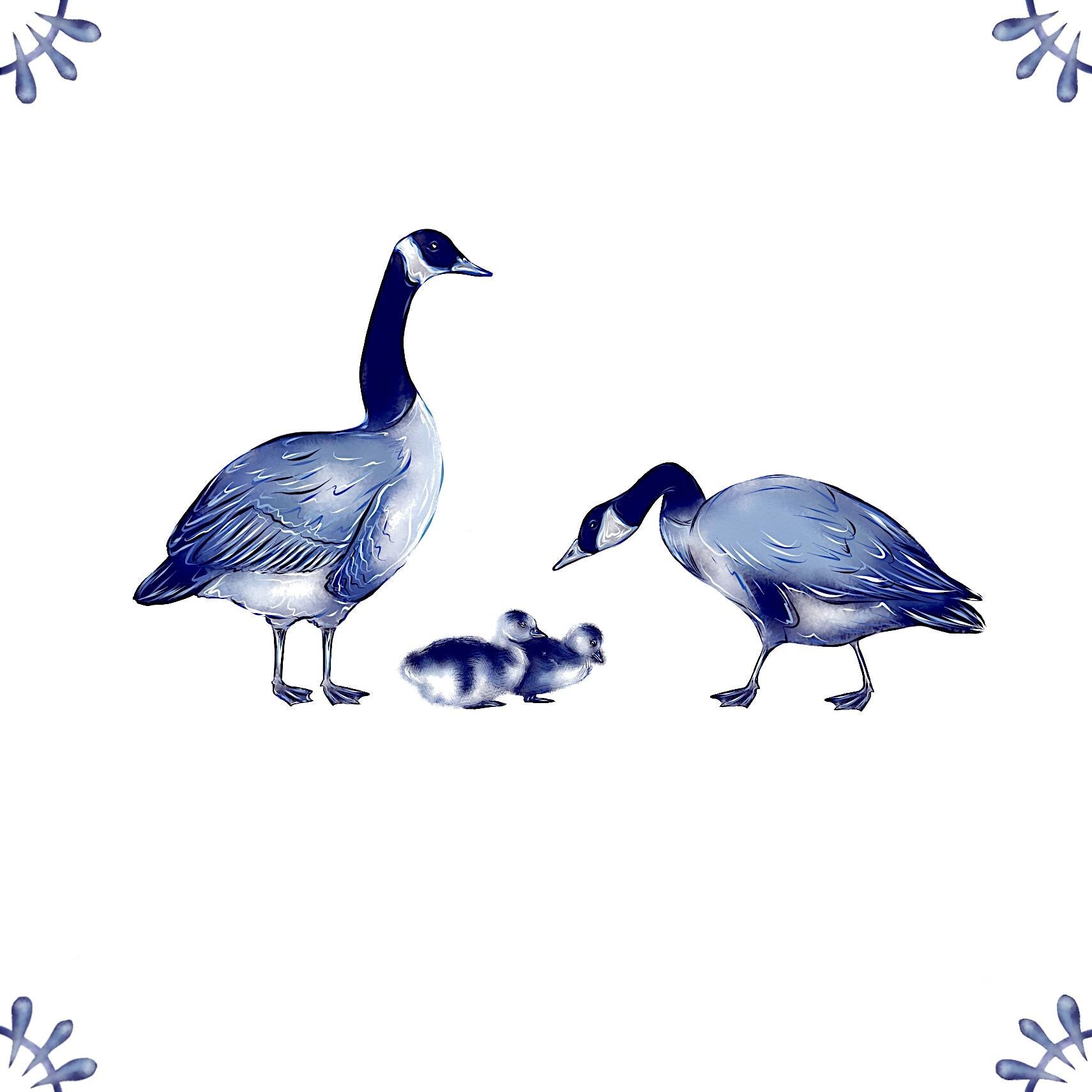 Delft Blue Ceramic Tile- Canadian Geese / Goose︱Bathroom Tile, Splashback, Kitchen Tiles, Modern Dutch Style