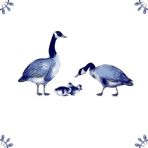 Delft Blue Ceramic Tile- Canadian Geese / Goose︱Bathroom Tile, Splashback, Kitchen Tiles, Modern Dutch Style