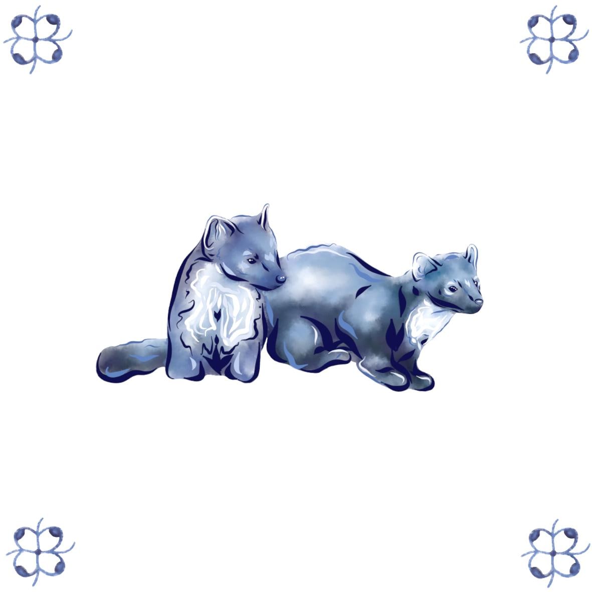 Delft Blue Ceramic Tile- Pine Martens︱Bathroom Tile, Splashback, Kitchen Tile, Modern Dutch Style