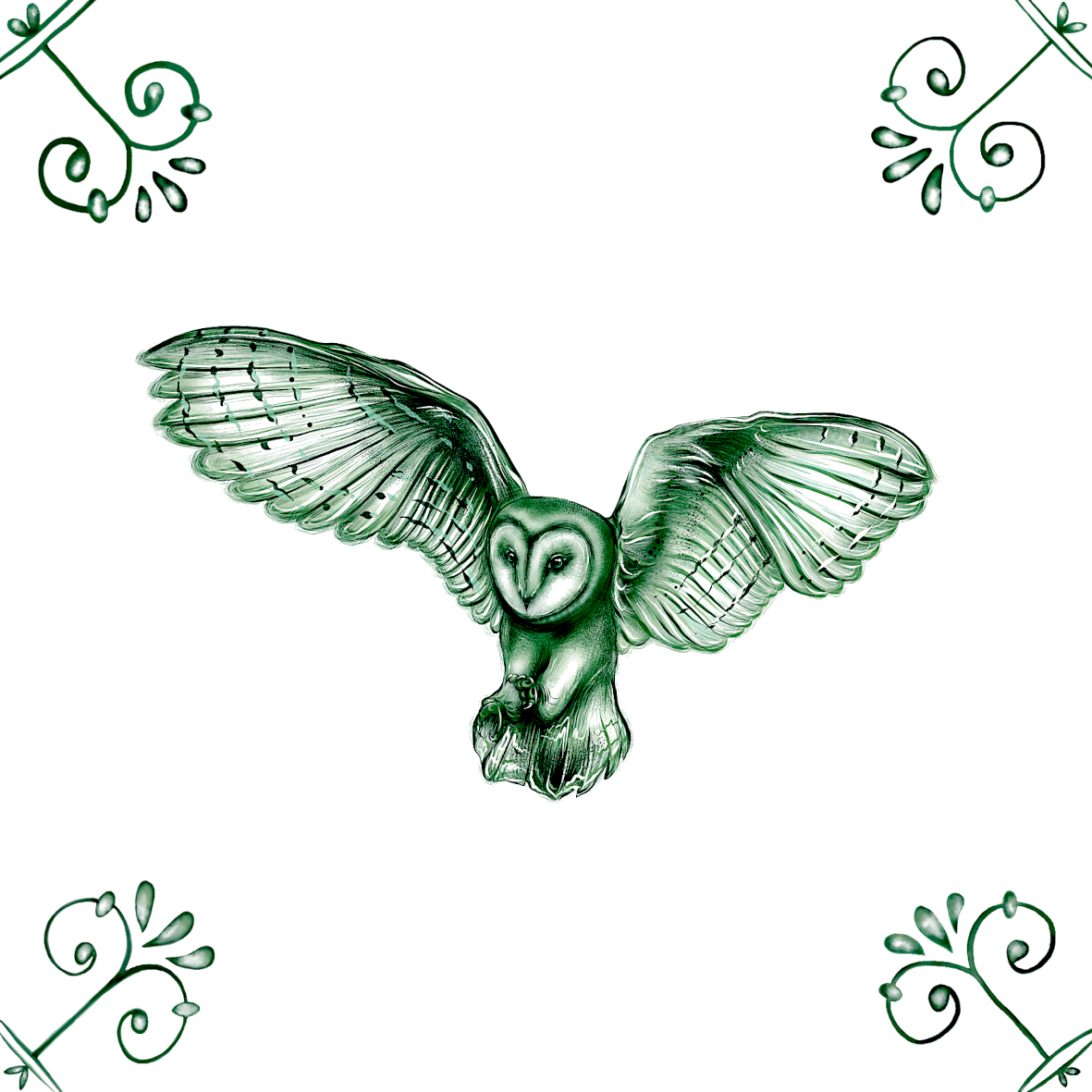 Delft Blue Detailed Barn Owl Ceramic Tile – Dutch Style Kitchen Decor