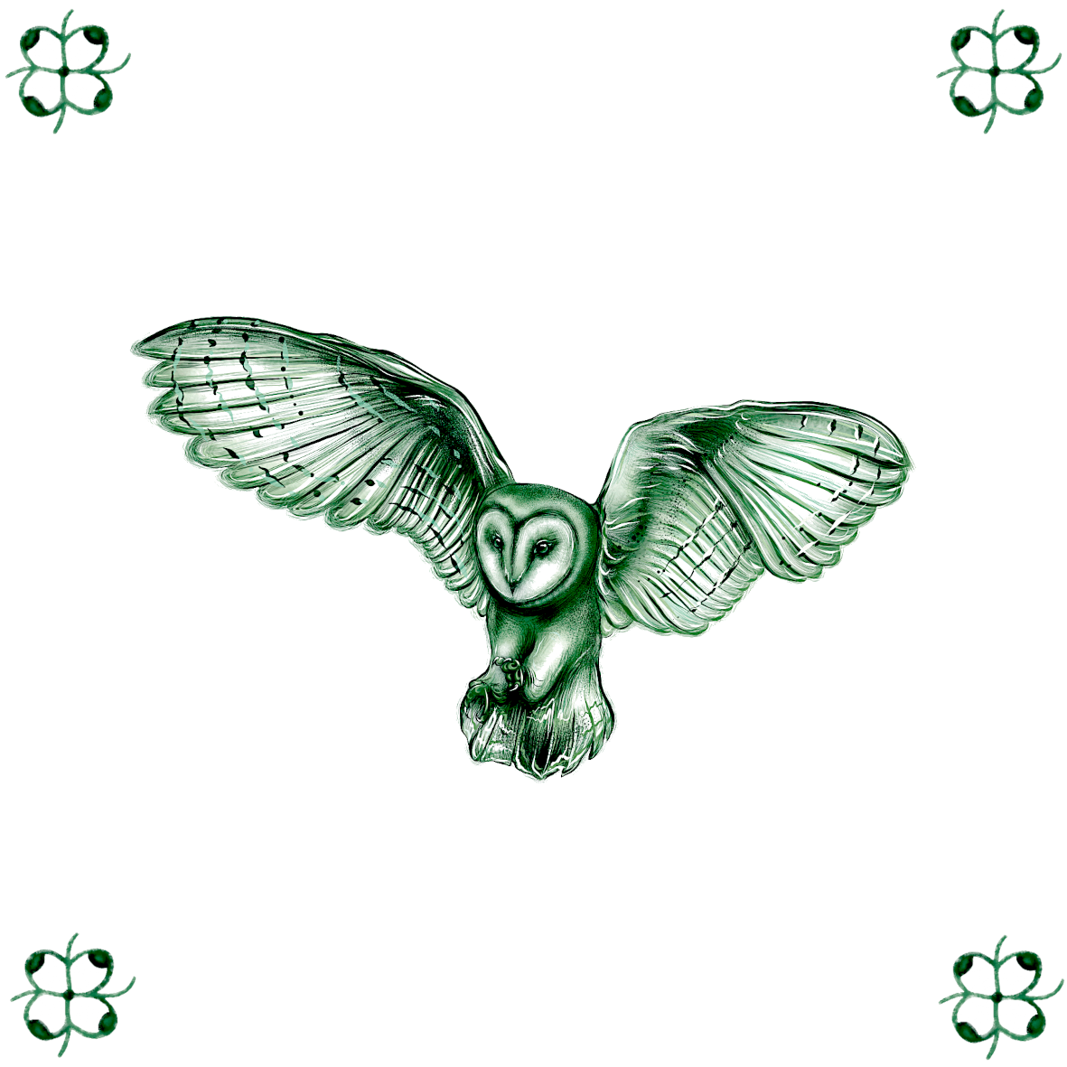 Delft Blue Detailed Barn Owl Ceramic Tile – Dutch Style Kitchen Decor