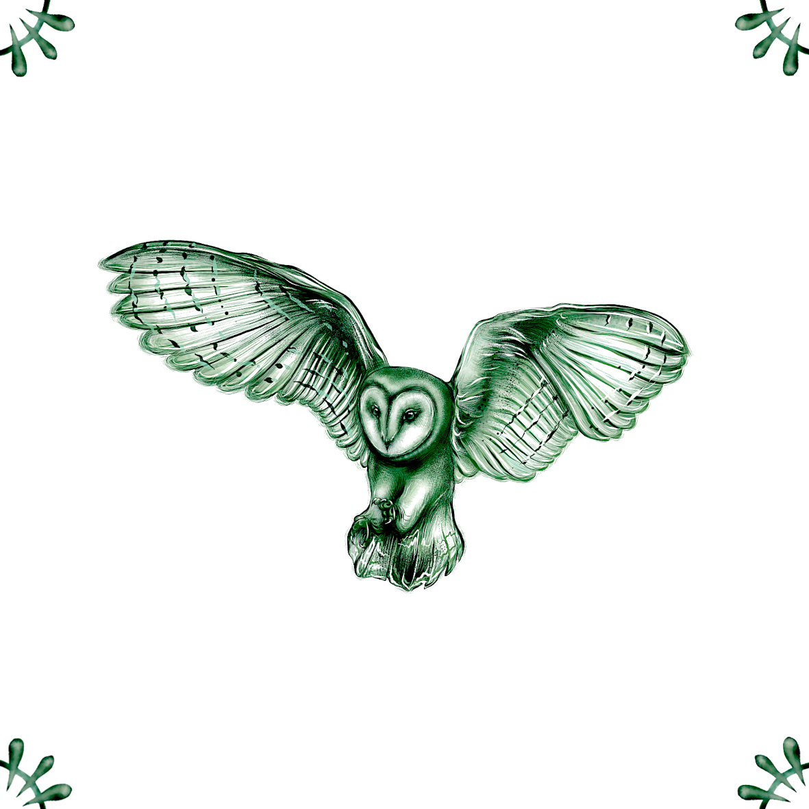 Delft Blue Detailed Barn Owl Ceramic Tile – Dutch Style Kitchen Decor