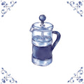 Delft Blue Ceramic Tile- Cafetiere Coffee︱Bathroom Tile, Splashback, Kitchen Tiles, Modern Dutch Style