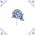 Delft Blue Ceramic Tile- Hydrangea︱Bathroom Tile, Splashback, Kitchen Tiles, Modern Dutch Style