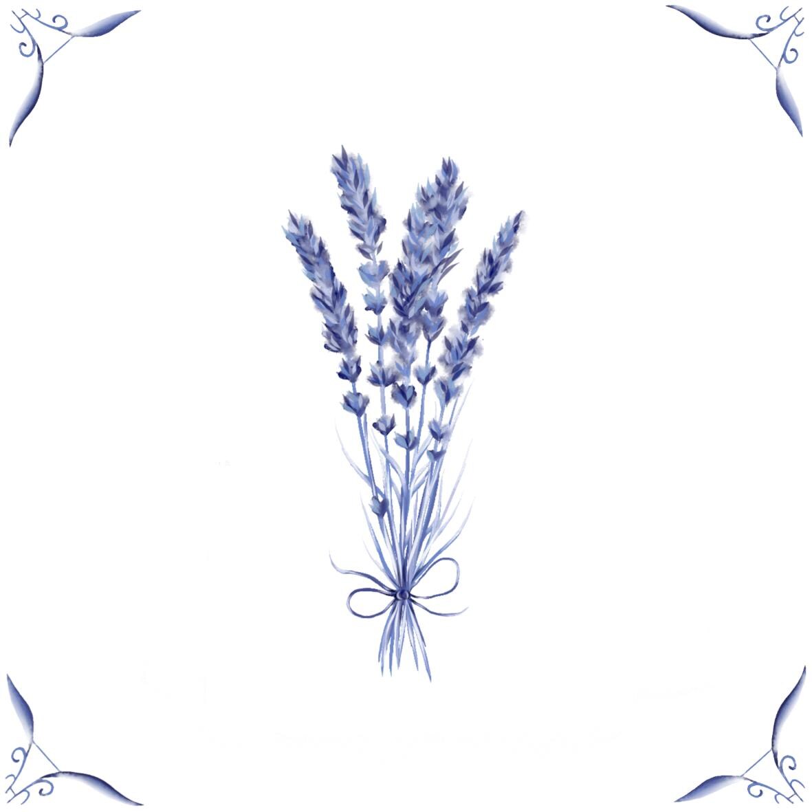 Delft Blue Ceramic Tile- Lavender︱Bathroom Tile, Splashback, Kitchen Tiles, Modern Dutch Style