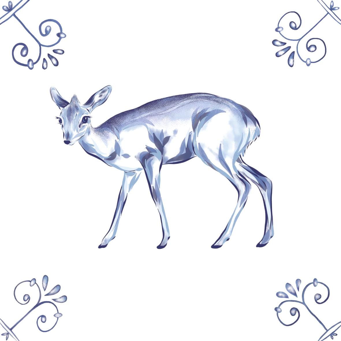 Delft Blue Ceramic Tile- Dik-Dik︱Bathroom Tile, Splashback, Kitchen Tiles, Modern Dutch Style
