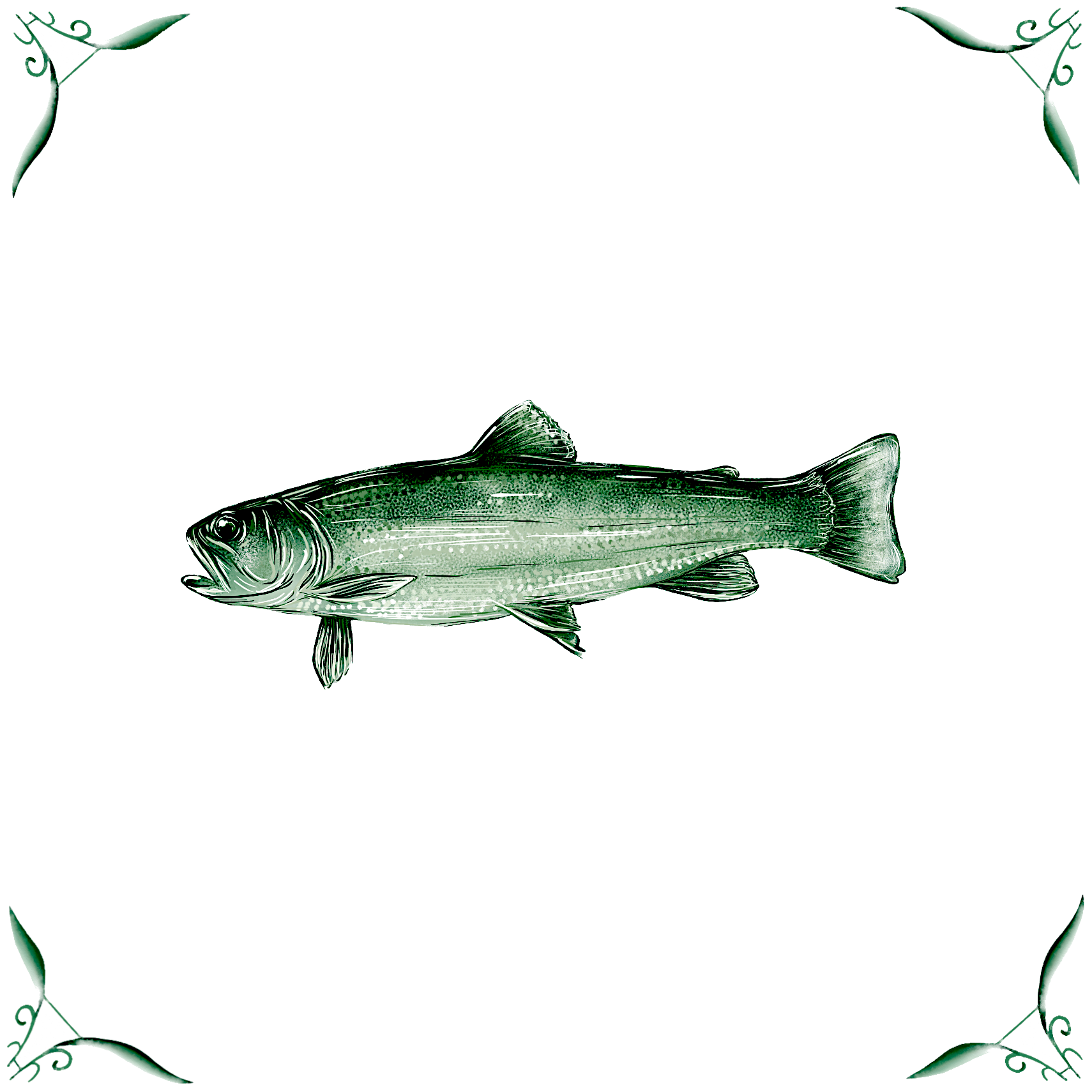 Delft Blue Ceramic Tile- Brook Trout︱Bathroom Tile, Splashback, Kitchen Tiles, Modern Dutch Style