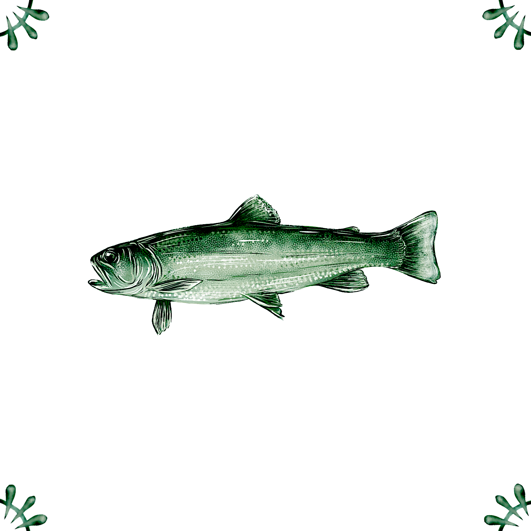 Delft Blue Ceramic Tile- Brook Trout︱Bathroom Tile, Splashback, Kitchen Tiles, Modern Dutch Style