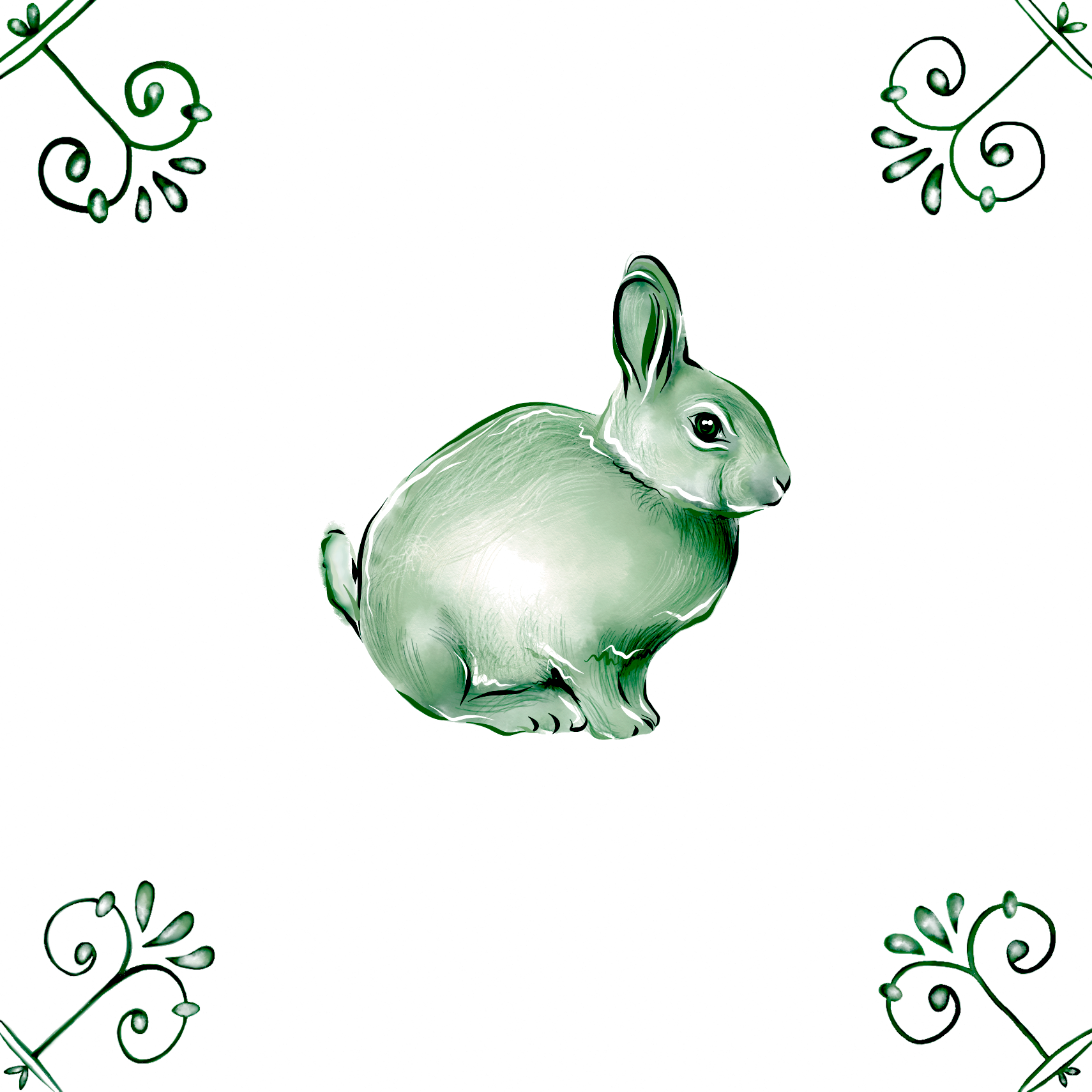 Delft Blue Ceramic Tile- Bunny Rabbit︱Bathroom Tile, Splashback, Kitchen Tiles, Modern Dutch Style