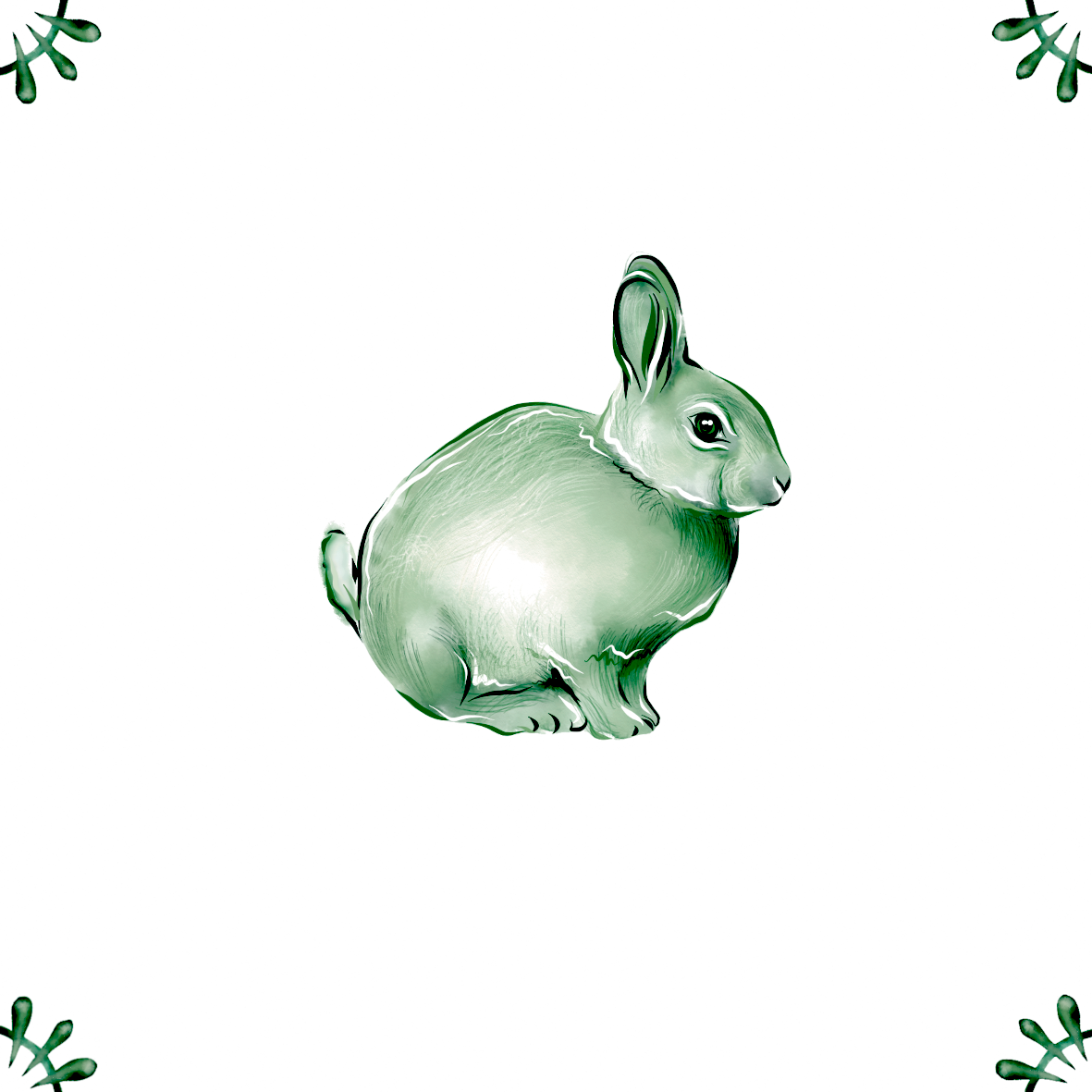 Delft Blue Ceramic Tile- Bunny Rabbit︱Bathroom Tile, Splashback, Kitchen Tiles, Modern Dutch Style