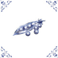 Delft Blue Ceramic Tile- Pea Pod︱Bathroom Tile, Splashback, Kitchen Tiles, Modern Dutch Style