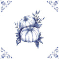 Delft Blue Ceramic Tile- Pumpkins︱Bathroom Tile, Splashback, Kitchen Tiles, Modern Dutch Style