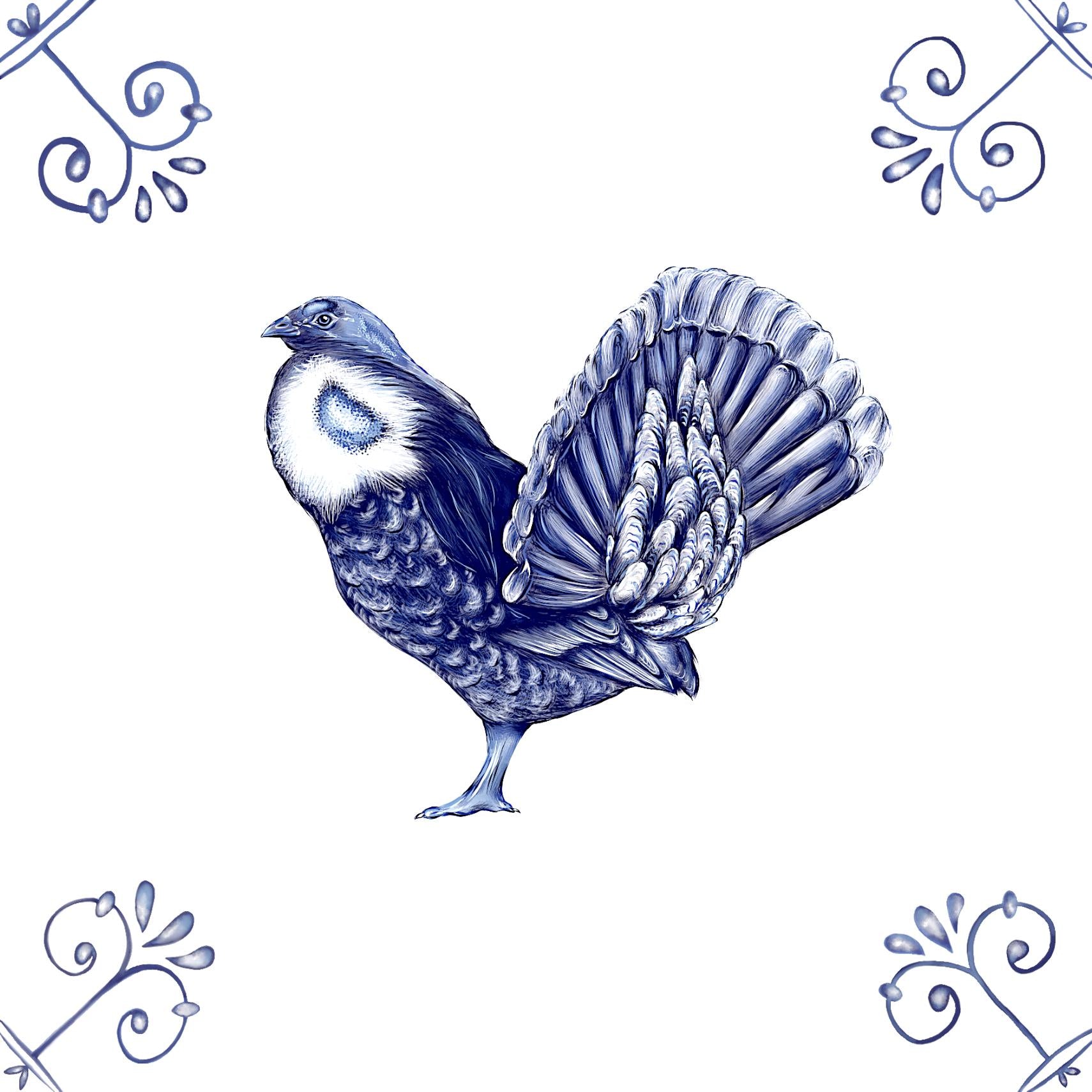 Delft Blue Ceramic Tile- Blue Grouse︱Bathroom Tile, Splashback, Kitchen Tiles, Modern Dutch Style