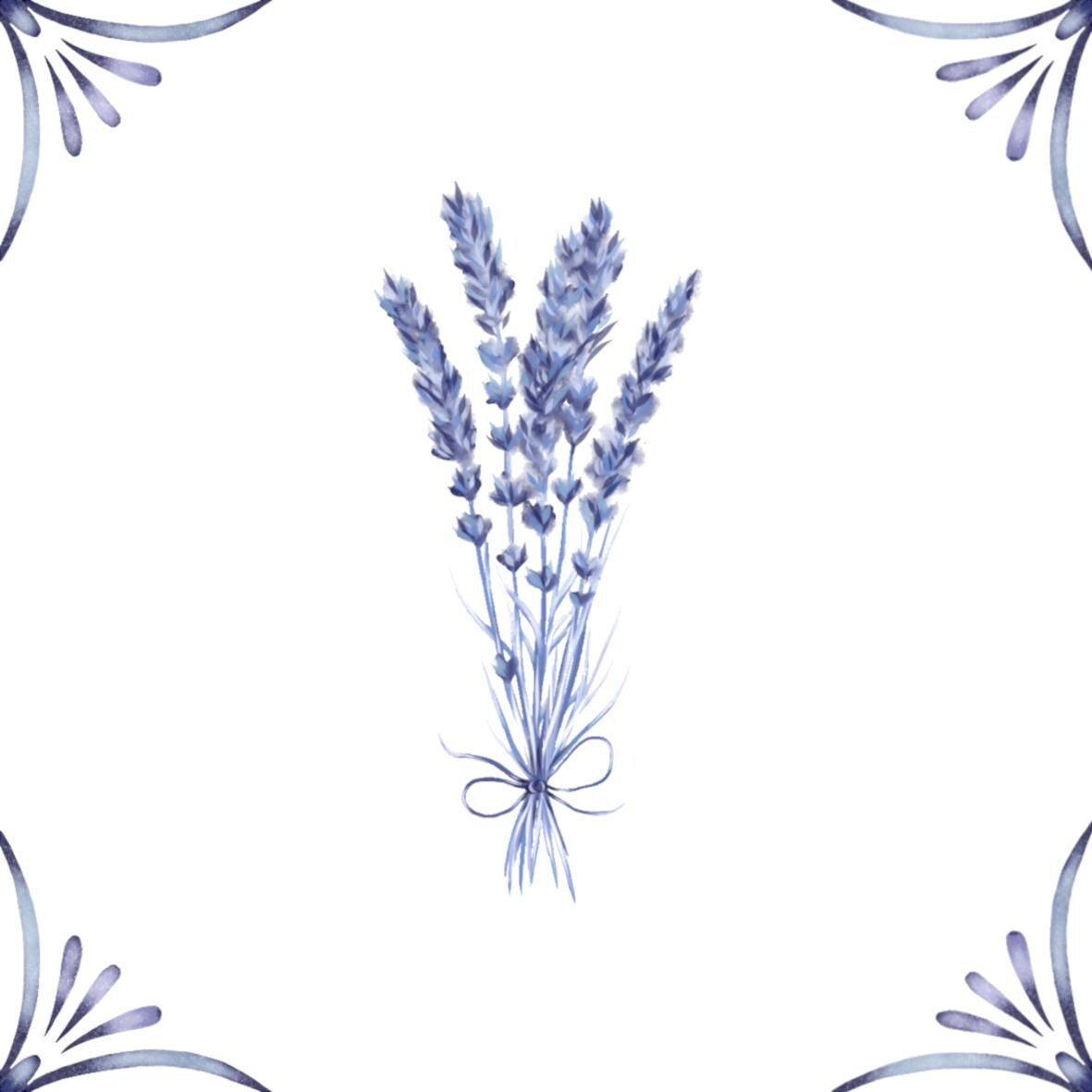 Delft Blue Ceramic Tile- Lavender︱Bathroom Tile, Splashback, Kitchen Tiles, Modern Dutch Style
