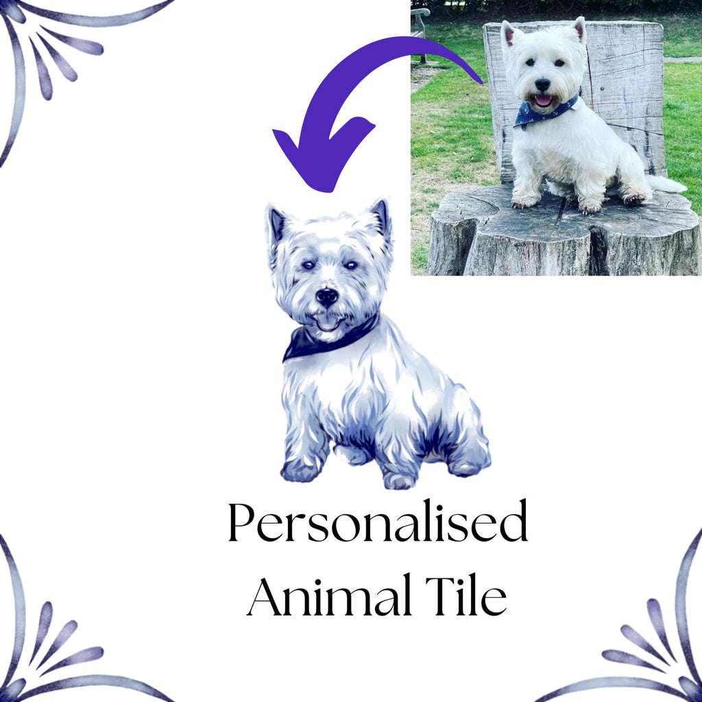 Delft Blue Ceramic Tile / Ornament- Unique Personalised Animal / Pet / House etc Tile︱Bathroom Tiles, Splashback, Modern Dutch Style
