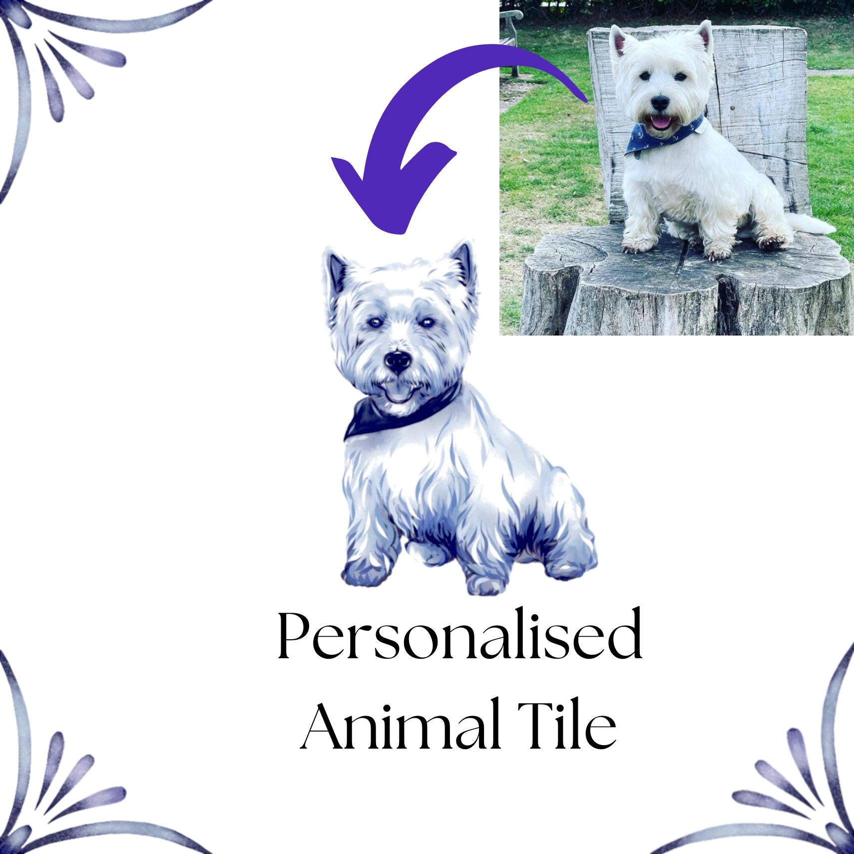 Delft Blue Ceramic Tile / Ornament- Unique Personalised Animal / Pet / House etc Tile︱Bathroom Tiles, Splashback, Modern Dutch Style