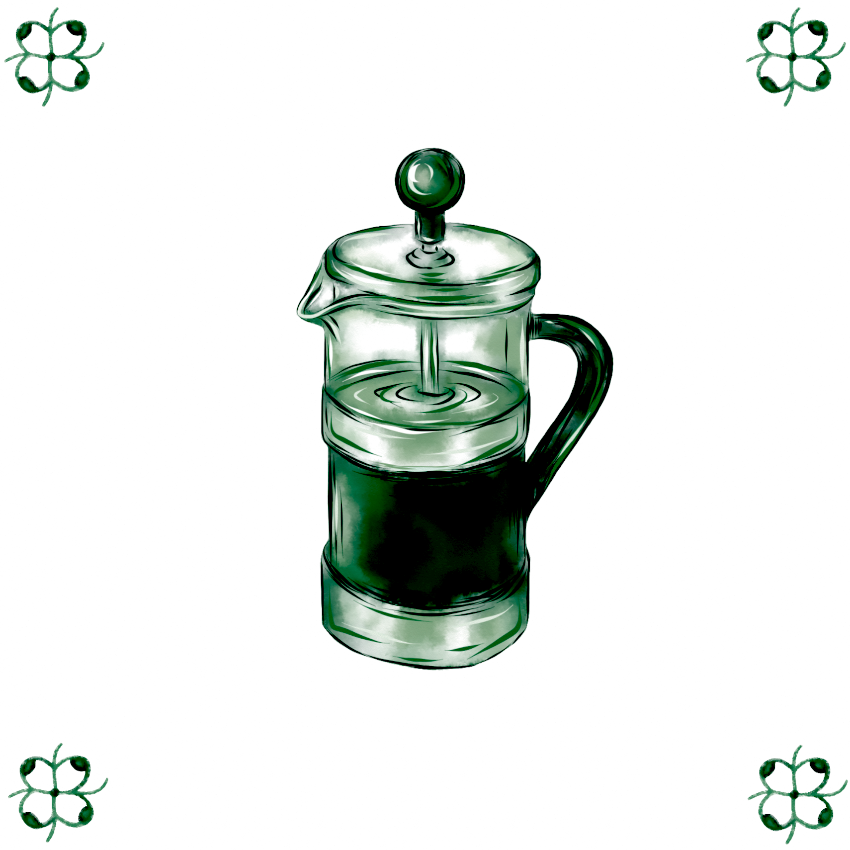 Delft Blue Ceramic Tile- Cafetiere Coffee︱Bathroom Tile, Splashback, Kitchen Tiles, Modern Dutch Style
