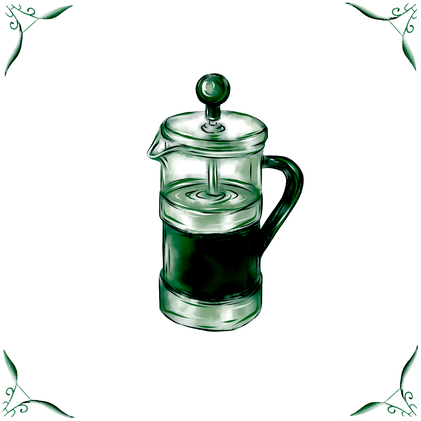 Delft Blue Ceramic Tile- Cafetiere Coffee︱Bathroom Tile, Splashback, Kitchen Tiles, Modern Dutch Style