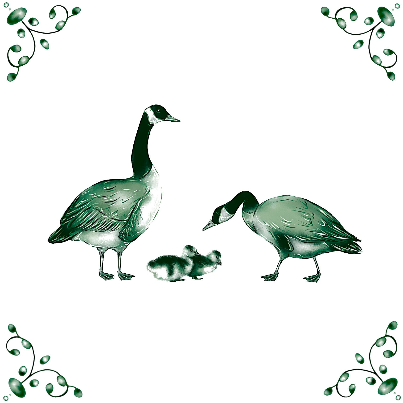 Delft Blue Ceramic Tile- Canadian Geese / Goose︱Bathroom Tile, Splashback, Kitchen Tiles, Modern Dutch Style