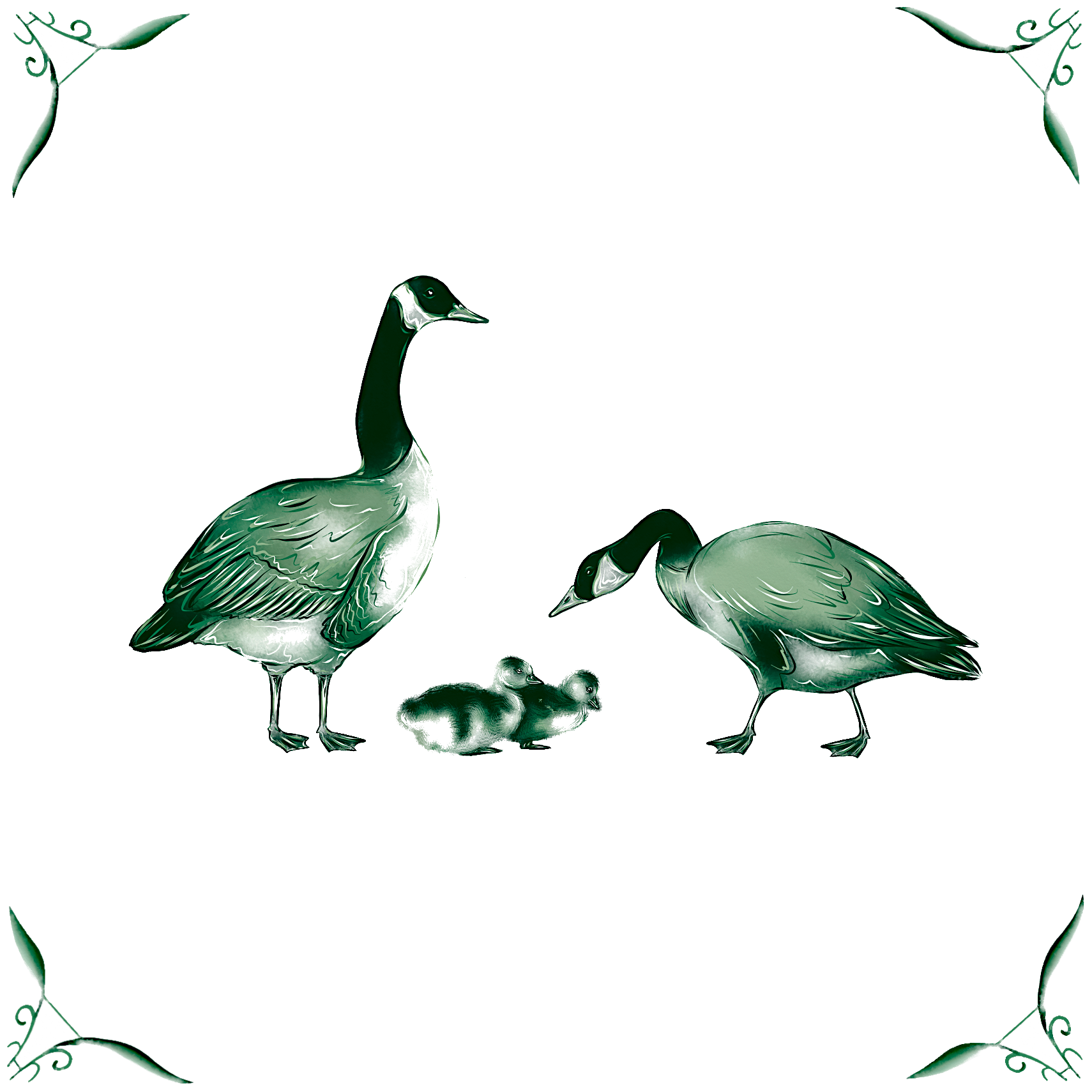 Delft Blue Ceramic Tile- Canadian Geese / Goose︱Bathroom Tile, Splashback, Kitchen Tiles, Modern Dutch Style