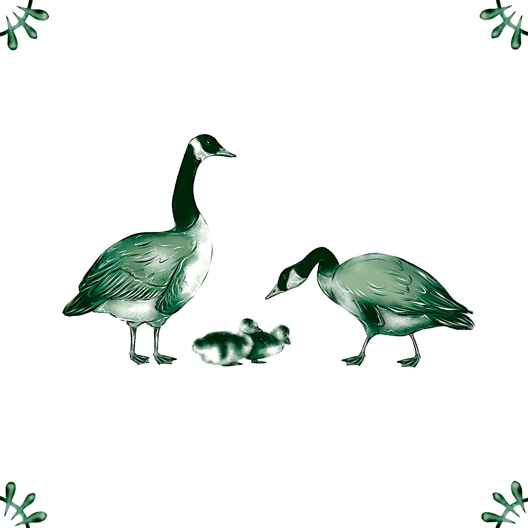 Delft Blue Ceramic Tile- Canadian Geese / Goose︱Bathroom Tile, Splashback, Kitchen Tiles, Modern Dutch Style