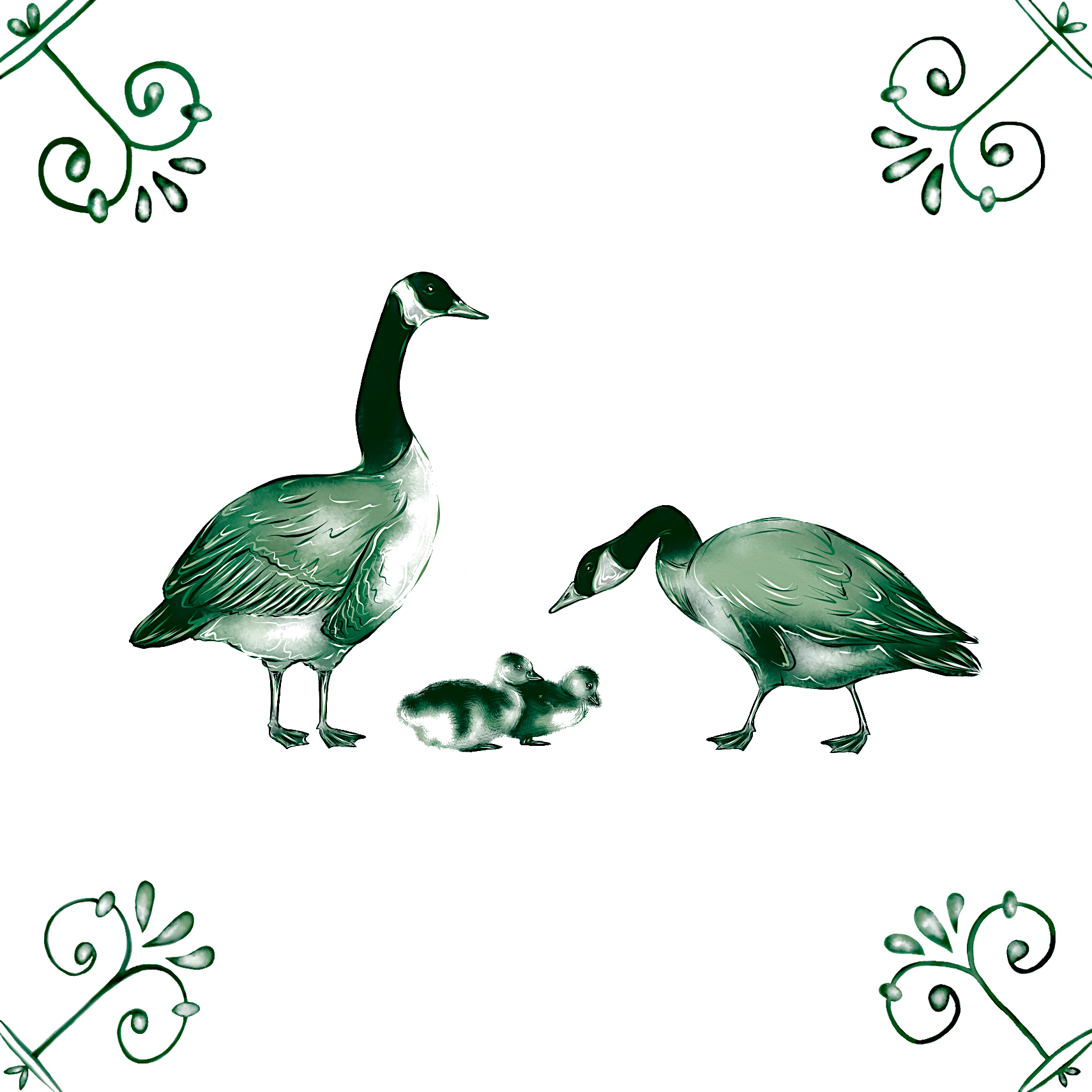 Delft Blue Ceramic Tile- Canadian Geese / Goose︱Bathroom Tile, Splashback, Kitchen Tiles, Modern Dutch Style