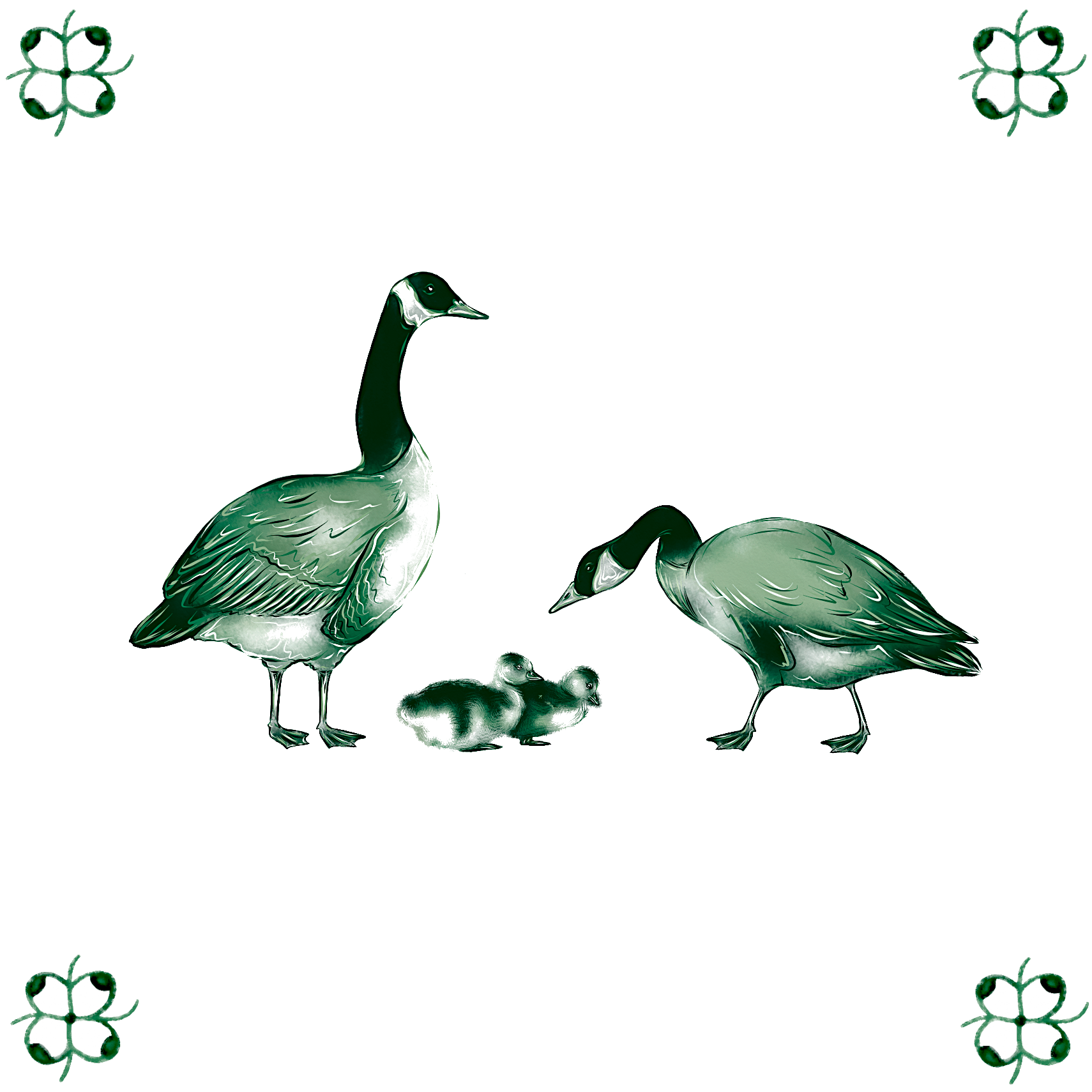 Delft Blue Ceramic Tile- Canadian Geese / Goose︱Bathroom Tile, Splashback, Kitchen Tiles, Modern Dutch Style