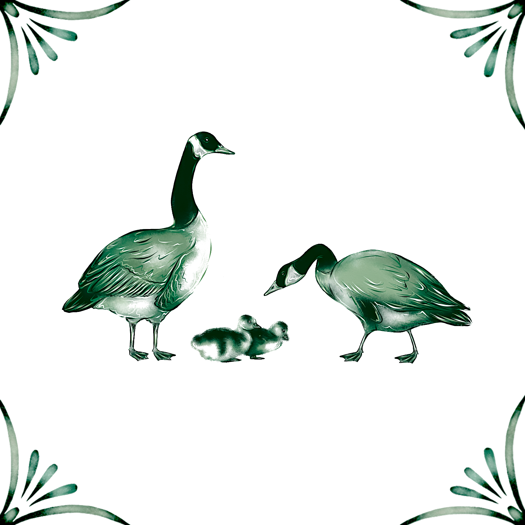 Delft Blue Ceramic Tile- Canadian Geese / Goose︱Bathroom Tile, Splashback, Kitchen Tiles, Modern Dutch Style