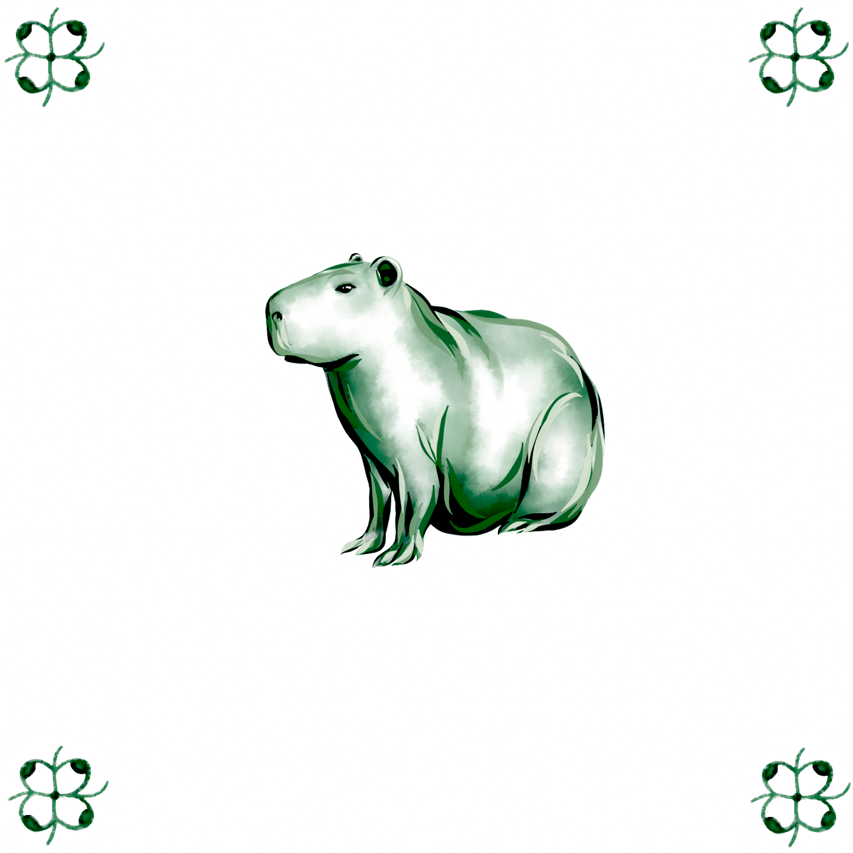 Delft Blue Ceramic Tile- Capybara︱Bathroom Tile, Splashback, Kitchen Tiles, Modern Dutch Style