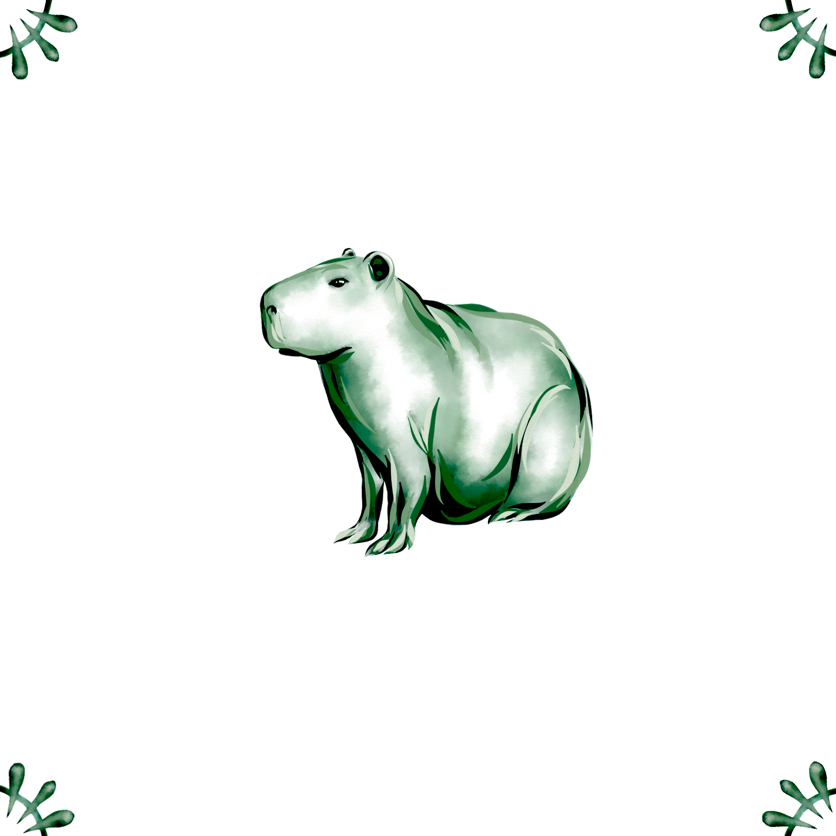 Delft Blue Ceramic Tile- Capybara︱Bathroom Tile, Splashback, Kitchen Tiles, Modern Dutch Style