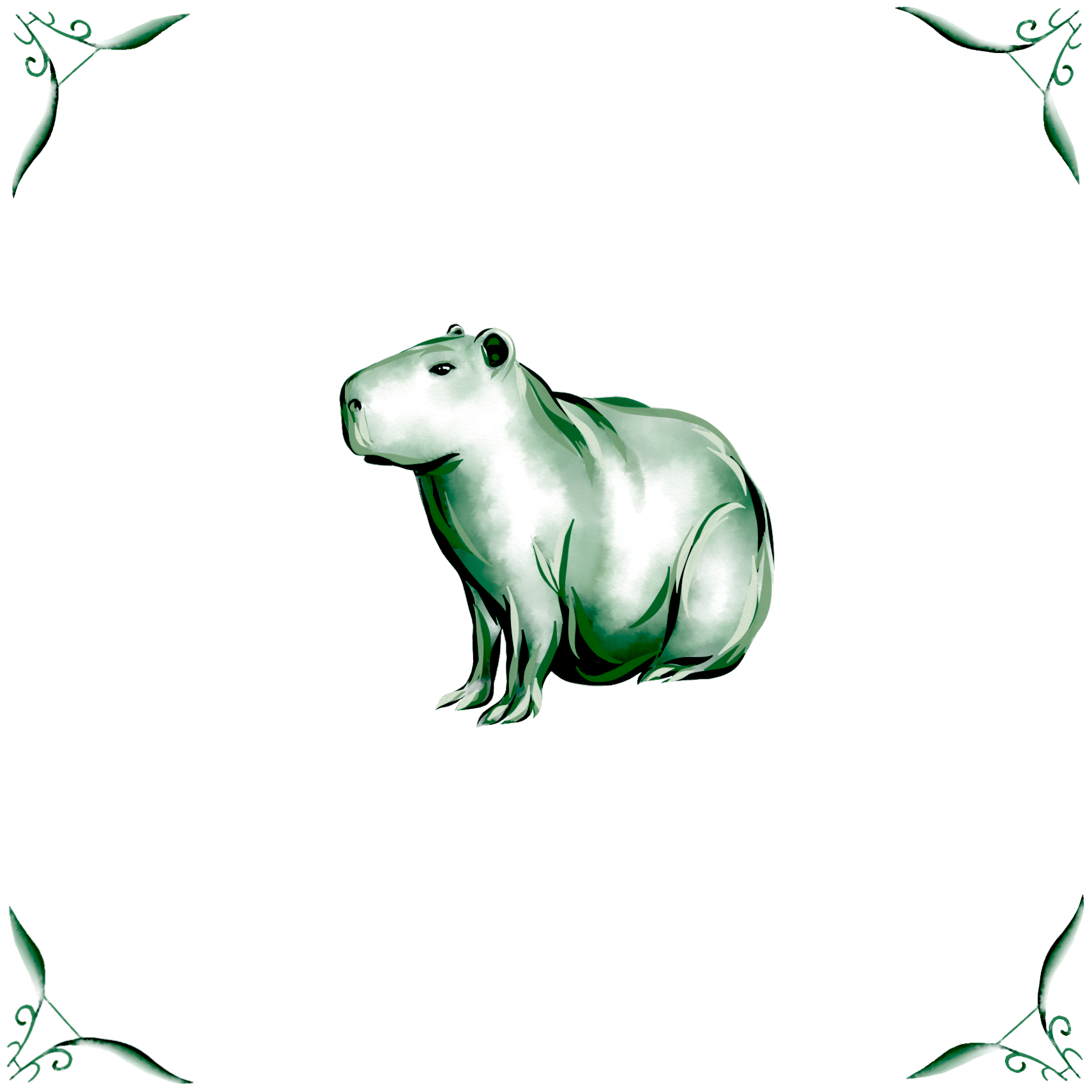 Delft Blue Ceramic Tile- Capybara︱Bathroom Tile, Splashback, Kitchen Tiles, Modern Dutch Style