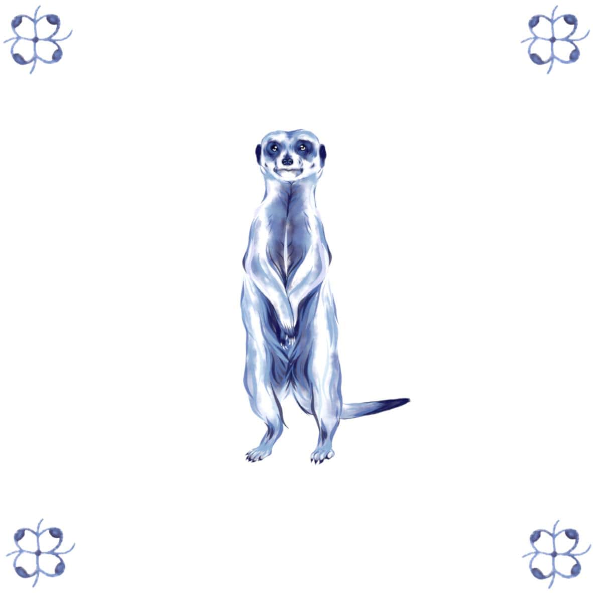 Delft Blue Ceramic Tile- Meerkat︱Bathroom Tile, Splashback, Kitchen Tiles, Modern Dutch Style